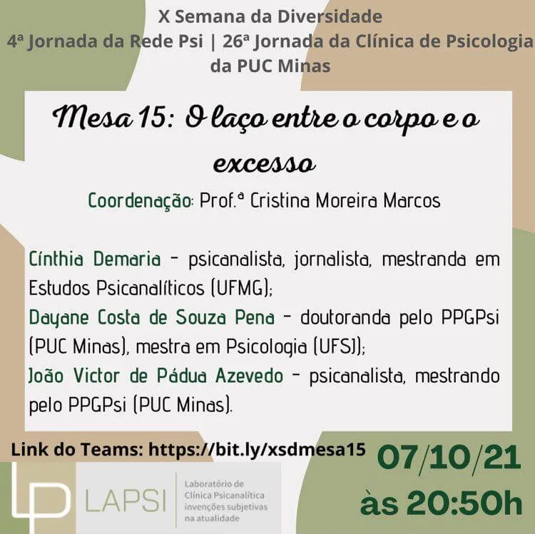 X Semana da Diversidade – O laço entre o corpo e o excesso.