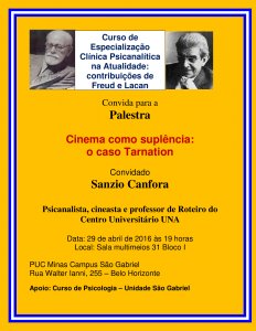2016 Convite palestra Sazio Canfora cinema e psicanalise